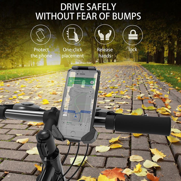 Universal Bike Phone Holder - Adjustable Strap Mount for Bicycle, E-Bike & Scooter | One-Touch Open Design Fits Phones Up to 7.2