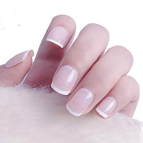 24pcs Reusable False French Beige Nails - Natural Looking Fake Nails for Ear Lobe & Accessories | Perfect for Parties, Weddings & Daily Wear