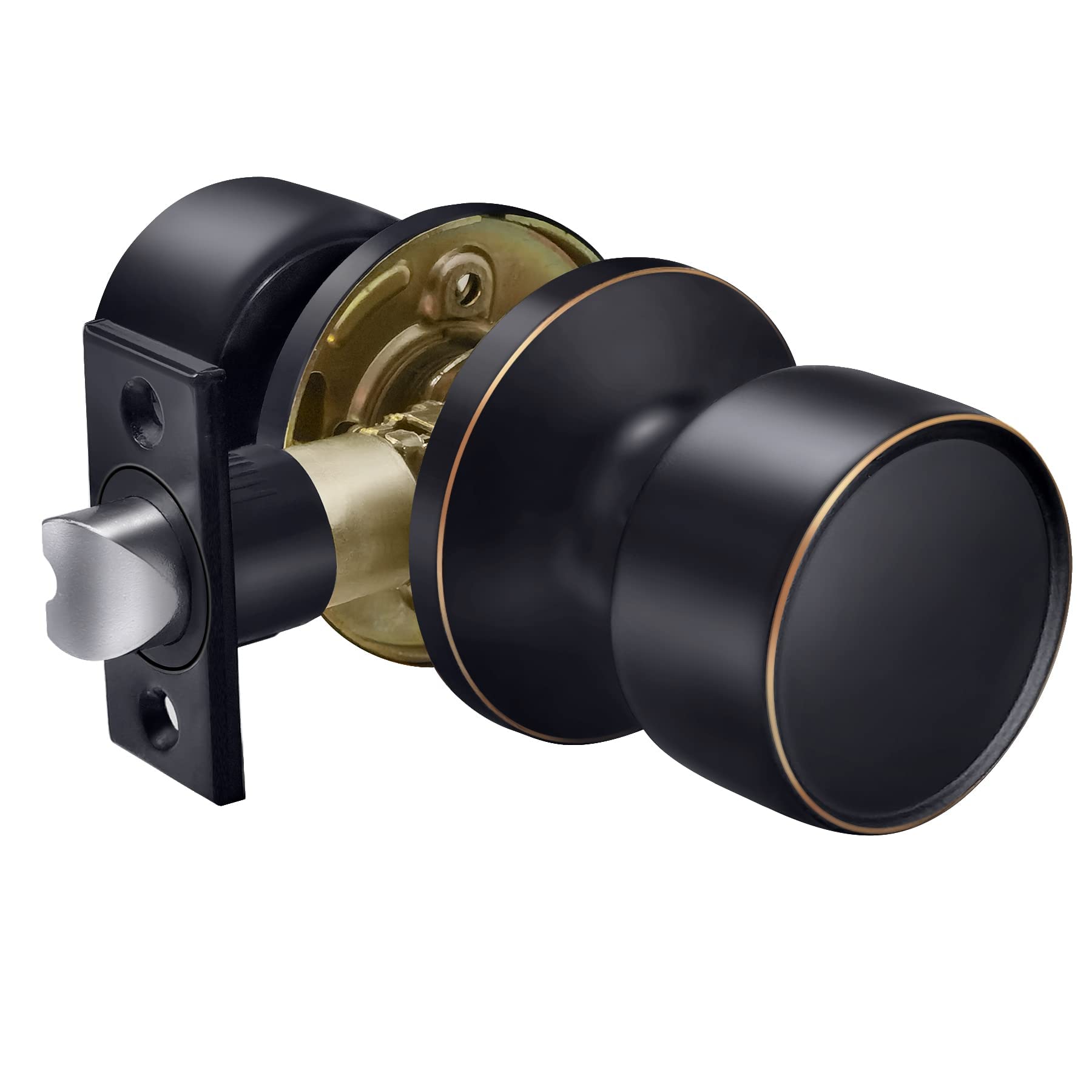 BESTTEN Geneva Series Oil Rubbed Bronze Passage Door Knob Set - Non-Locking with Removable Latch Plate - Interior Door Handles for Hallway, Closet & Bedroom Doors - Perfect for Home, Office & Commercial Spaces
