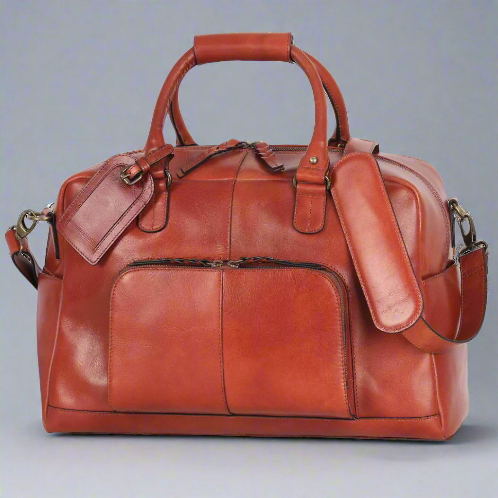 Premium Leather Carry-On Duffle Bag for Travel & Gym - Water-Resistant, Spacious & Durable Luggage for Men & Women - Perfect for Business Trips, Weekend Getaways & Workouts