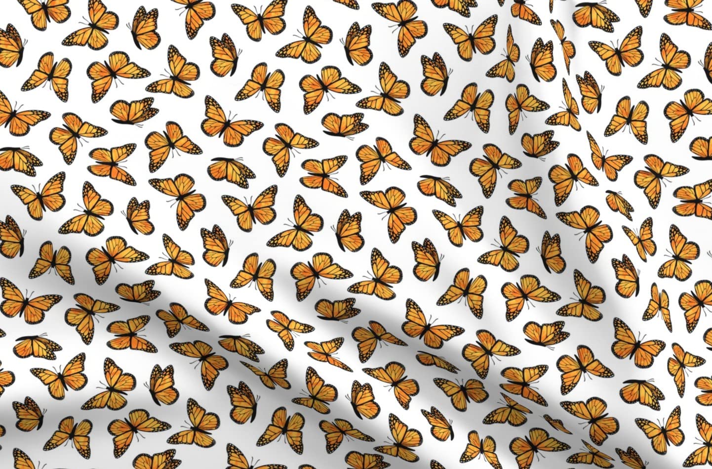 Small Scale Monarch Butterflies Printed Velvet Fabric - Upholstery, Home Decor & Apparel Material - Fat Quarter for DIY Projects, Curtains, Pillows & Clothing