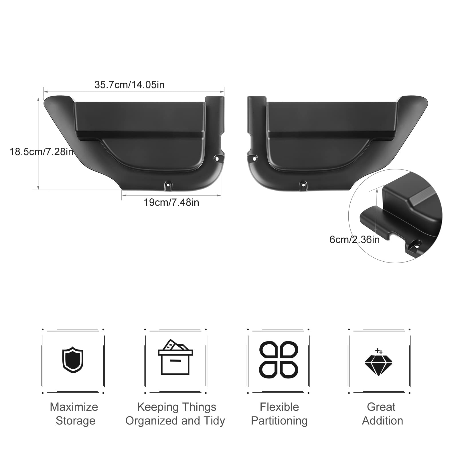 CheroCar Jeep Wrangler JK 2011-2017 Front Door Storage Organizer - Replacement Door Net Pocket & Interior Accessory Box for 2/4-Door Models | Perfect for Off-Road Gear Organization & Adventure Trips