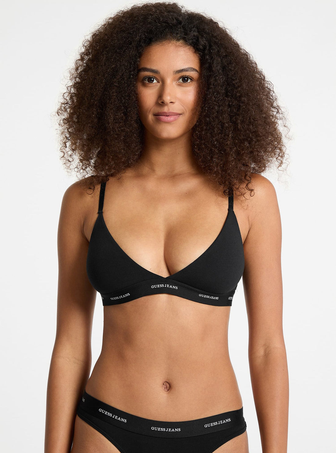 Guess Women's Black Triangle Bralette - Comfortable Lace Bralette for Everyday Wear | Perfect for Layering, Casual Outfits & Lounge Wear