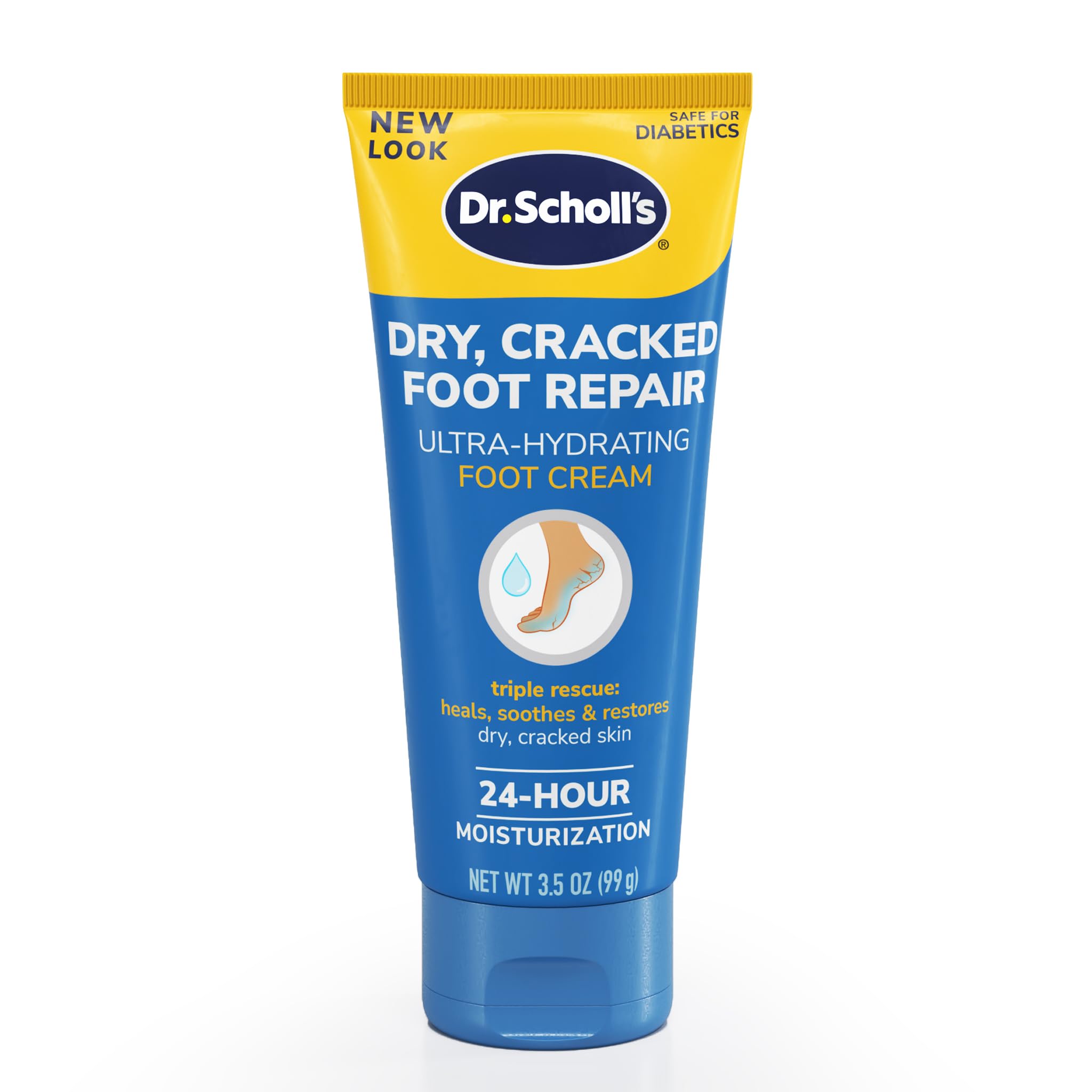 Dr. Scholl's Ultra-Hydrating Foot Cream for Dry Cracked Feet - 25% Urea Moisturizer & Cracked Heel Repair - 3.5 oz Foot Lotion for Soft Healthy Feet - Perfect for Daily Foot Care, Pedicures & Dry Skin Relief