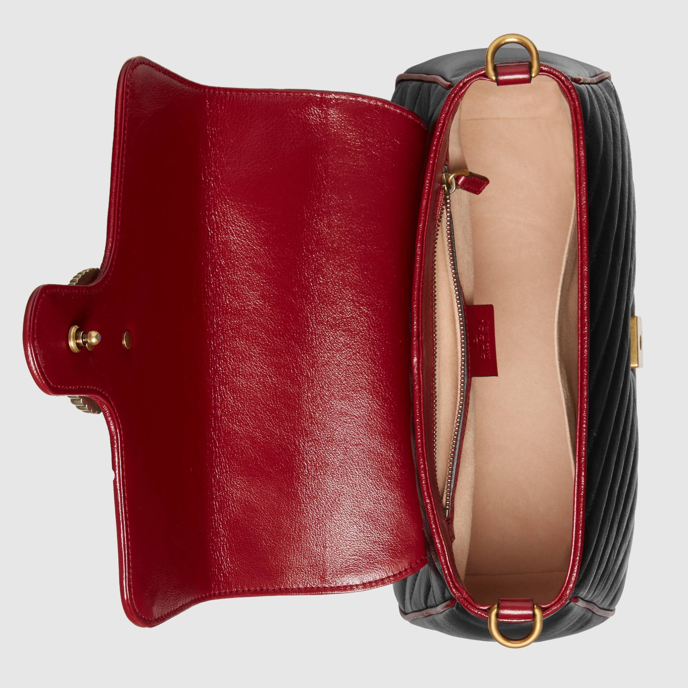 Gucci GG Marmont Small Top Handle Bag Black Cherise Matelassé Leather Shoulder Bag - Perfect for Work, Date Night & Everyday Luxury Fashion Accessory