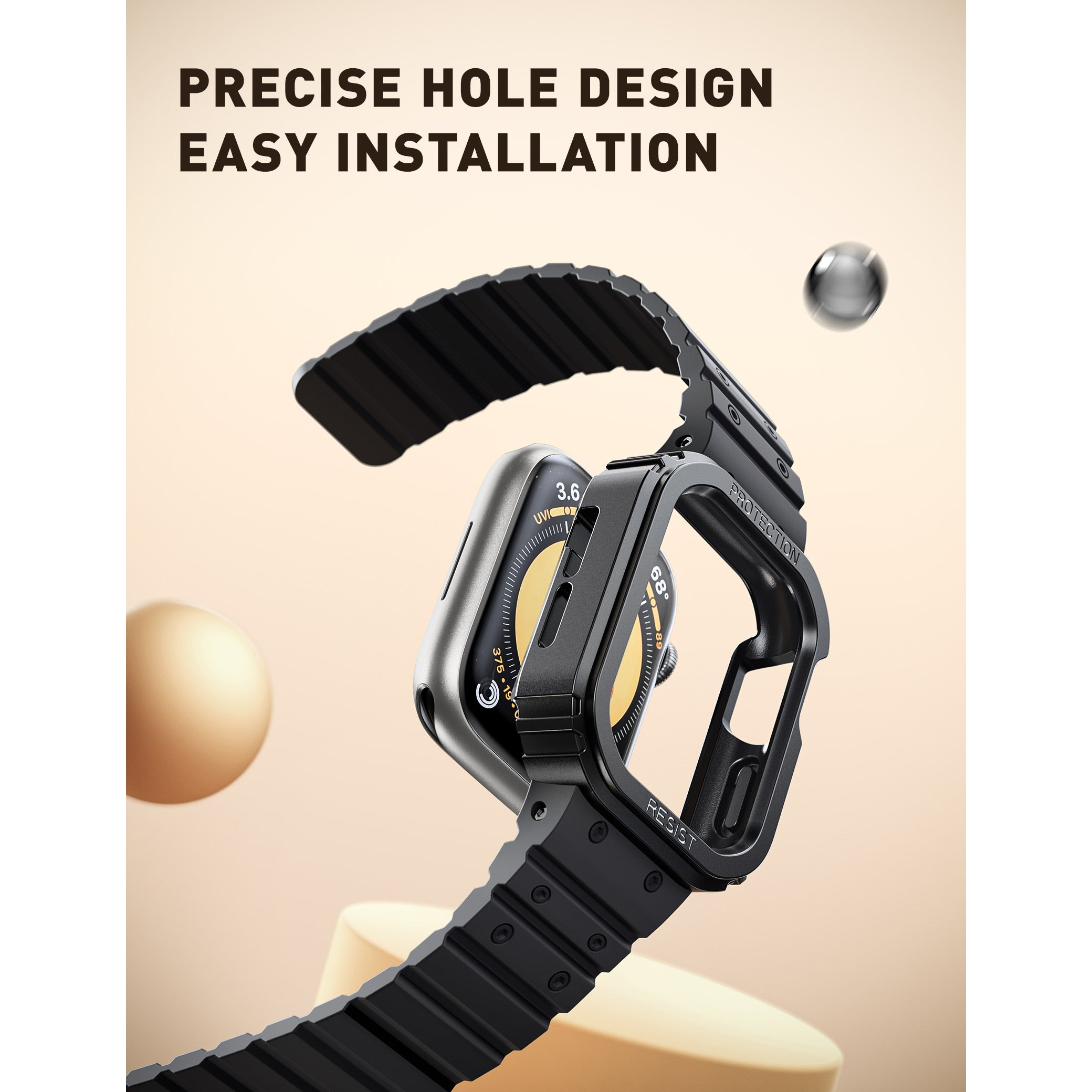 Apple Watch Unicorn Beetle Pro SEAL Case with Magnetic Band for 44mm/45mm Series - Black | Waterproof & Shockproof Protection for Outdoor Sports & Daily Wear