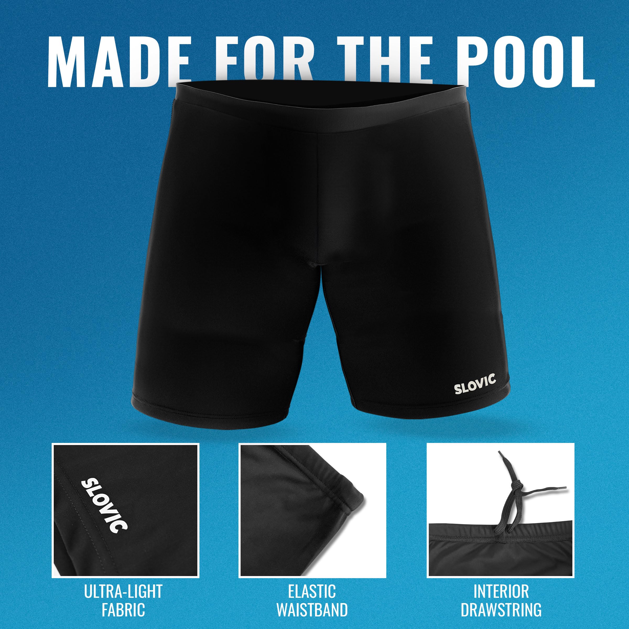 **SLOVIC Men's Quick-Dry Swim Shorts - Adjustable, Breathable Swim Trunks for Swimming, Running & Beach Sports | Perfect for Pool, Gym & Outdoor Activities**