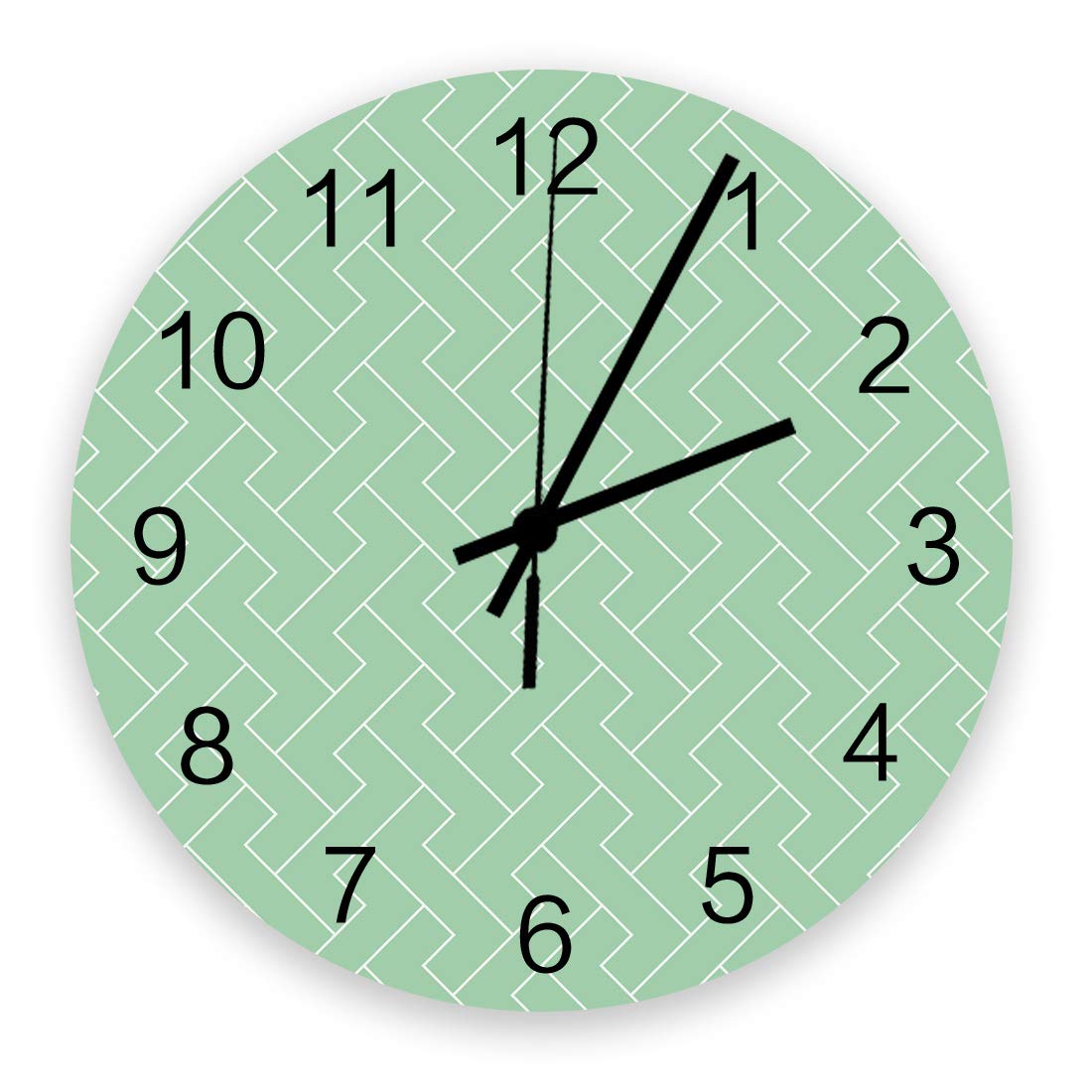12 Inch Silent Non-Ticking Wall Clock - Nordic Style Green Geometric Battery Operated Quartz Clock for Bedroom, Office & Living Room Decor | Easy to Read Modern Wall Art for Home & Workspace