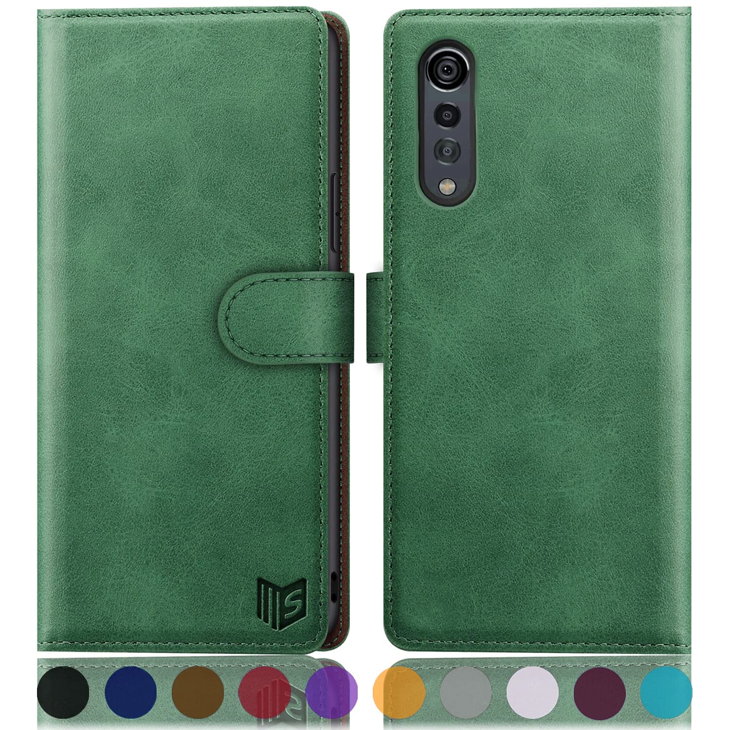 LG Velvet 5G Wallet Case - RFID Blocking Leather Cover with Card Holder | Shockproof Flip Folio for Men & Women | Sea Green