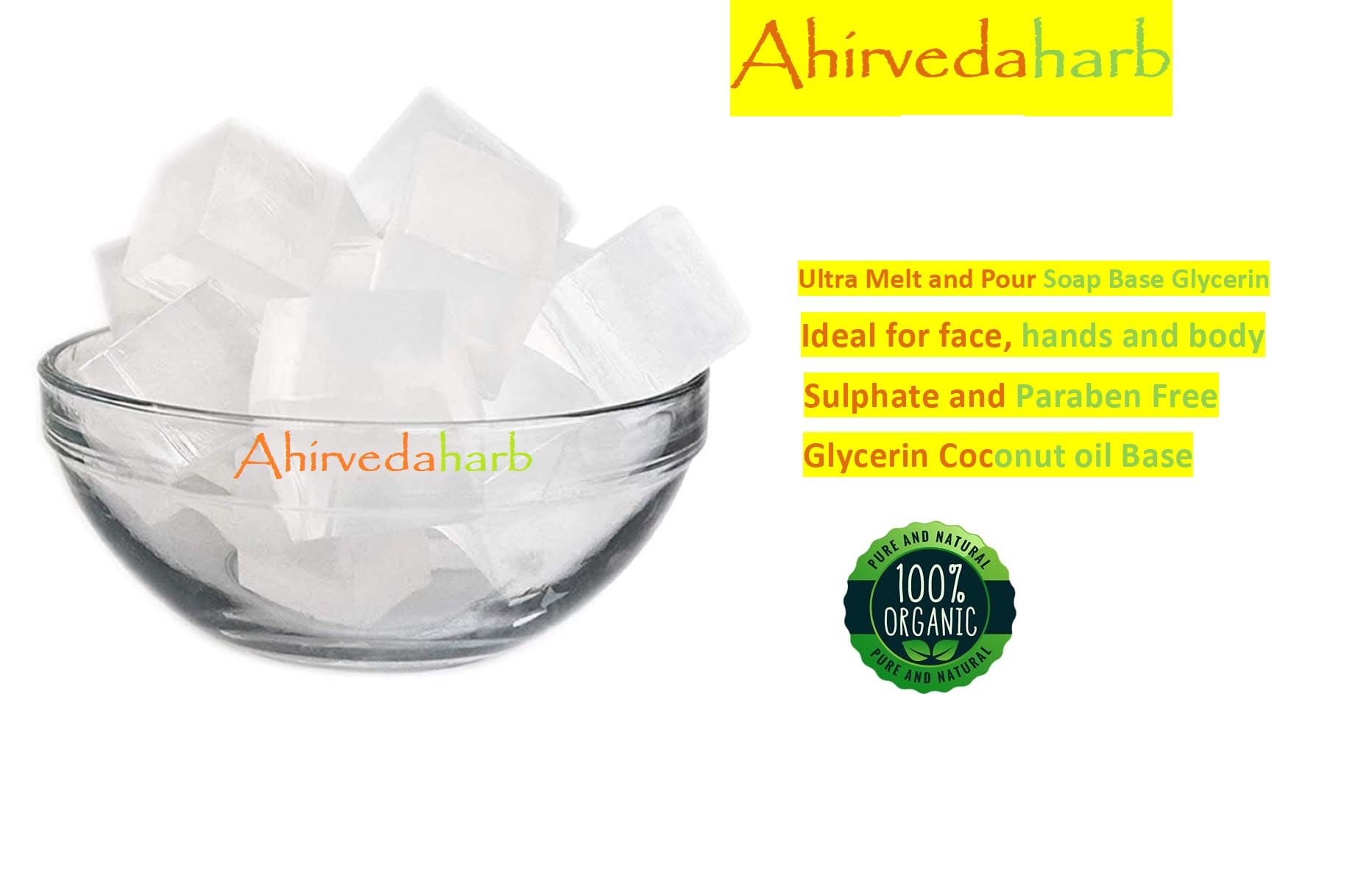 AHIRVEDAHARB Ultra Clear Melt and Pour Soap Base - 400gm Transparent Natural Soap Making Supplies, Paraben & Alcohol Free | Perfect for DIY Handmade Soaps, Gifts, and Spa Treatments