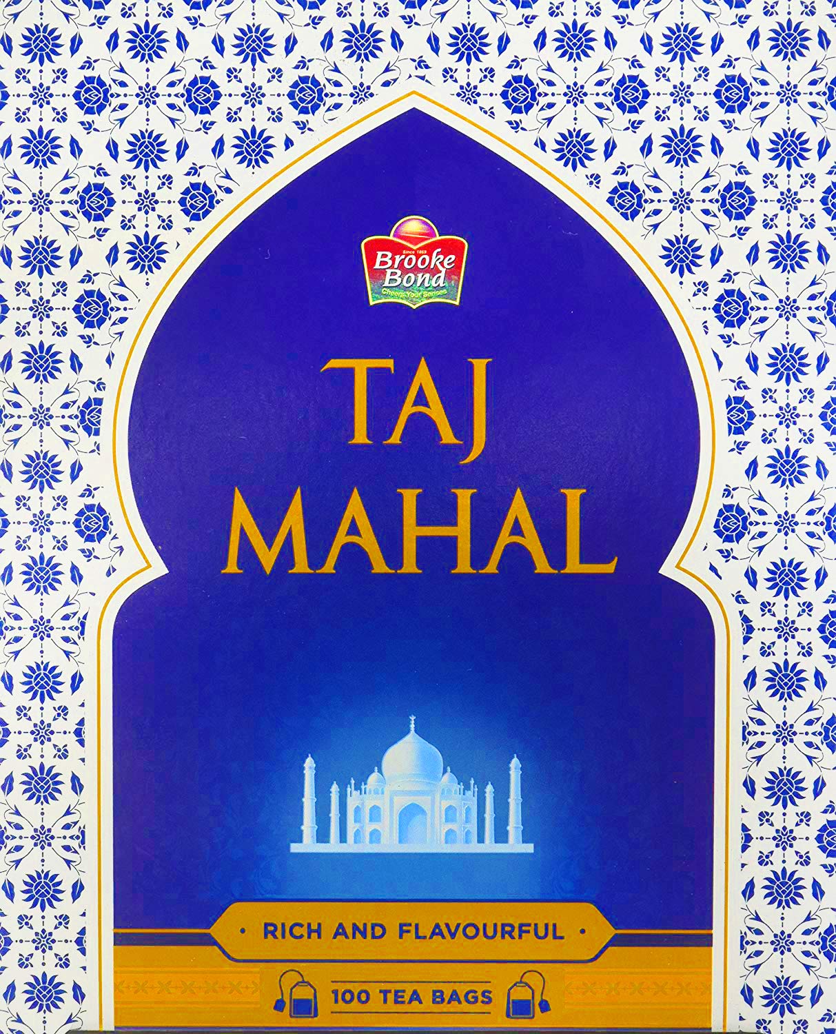 Brooke Bond Taj Mahal Premium Black Tea - 100 Flavorful Tea Bags for Daily Brewing, Office Use & Relaxing Afternoon Tea Time