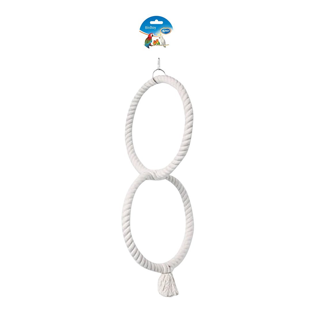 DUVO PLUS Bird Toys for Parrots - Chewable Ring Perch with Natural Wood - Perfect for Playtime & Cage Exercise