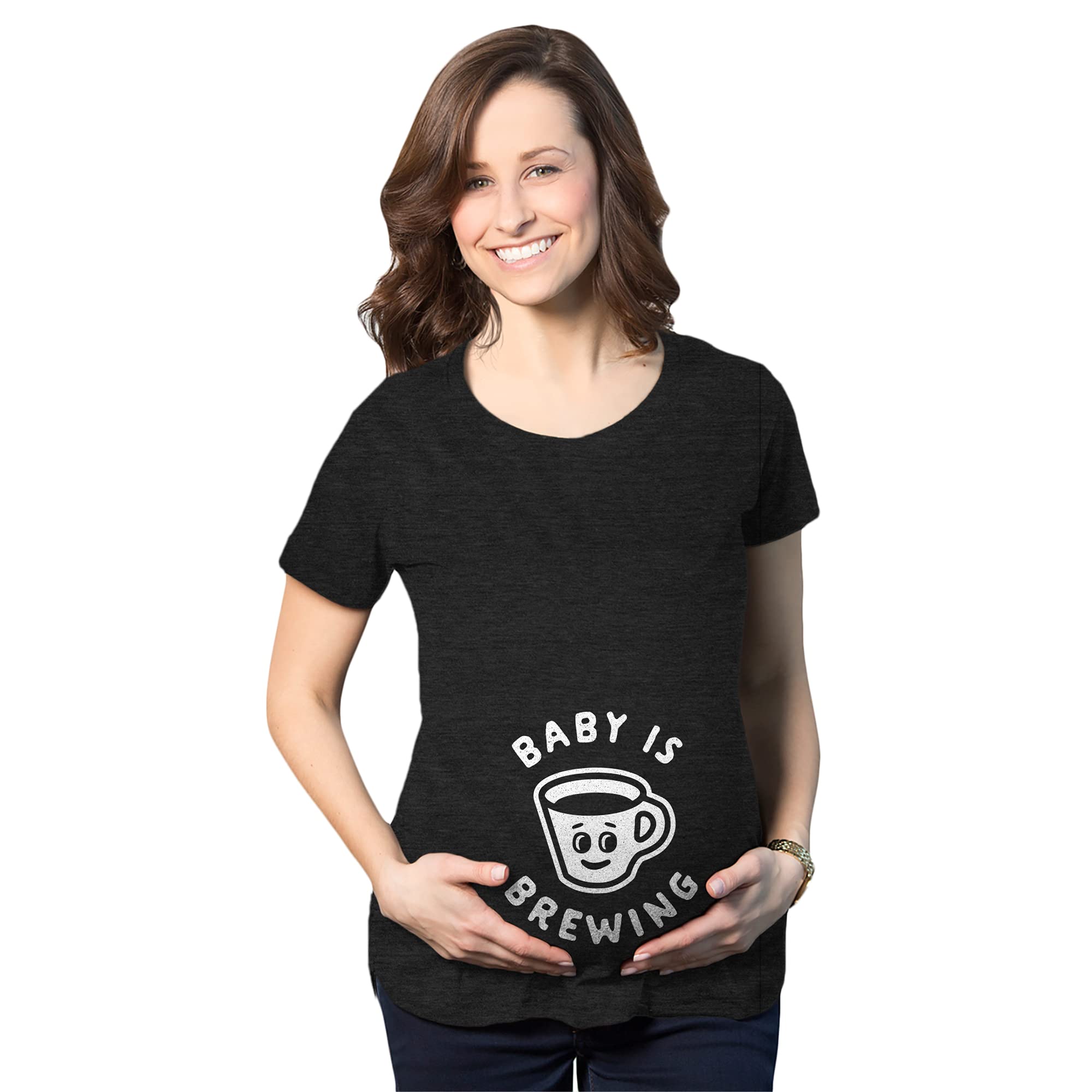 Funny Pregnancy Announcement T-Shirt for Coffee Lovers - 'Baby is Brewing' Maternity Graphic Tee - Perfect for Gender Reveal, Baby Shower & First Trimester