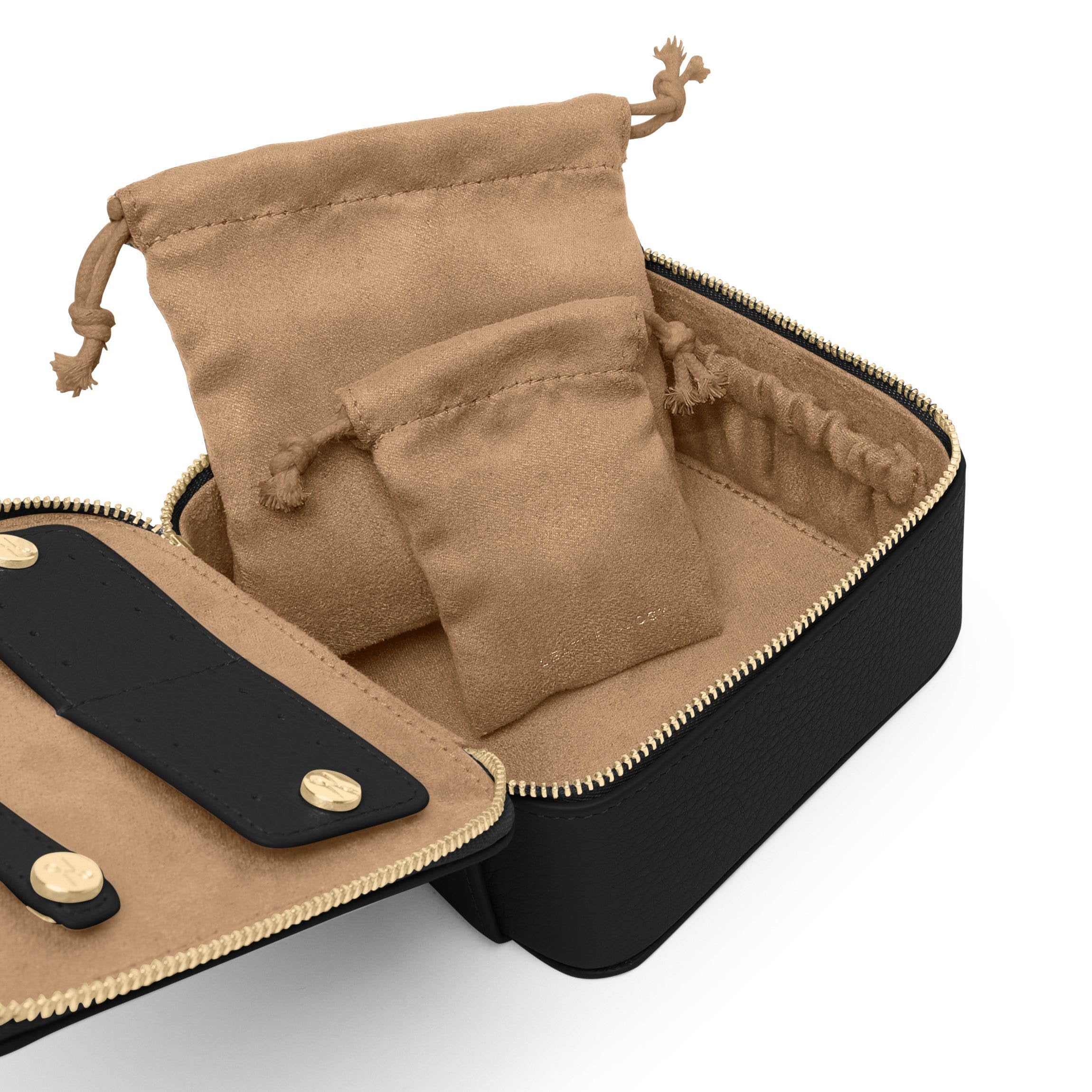 Leatherology Black Onyx Medium Jewelry Organizer - Premium Leather Jewelry Box with Ample Storage, Structured Design for Necklaces & Bracelets | Perfect for Travel, Vanity & Gift Giving