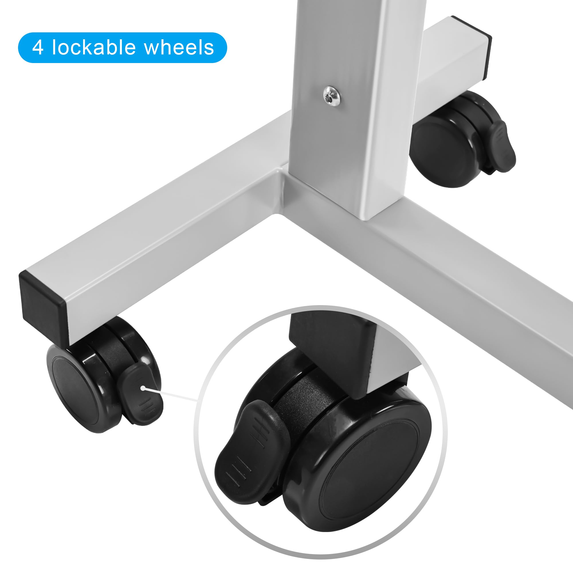 Adjustable Hospital Tray Table with Wheels - Overbed Rolling Table for Home Use, Heavy Duty Extra Large Tabletop - Perfect for Eating, Reading & Working in Bed or Recovering Patients
