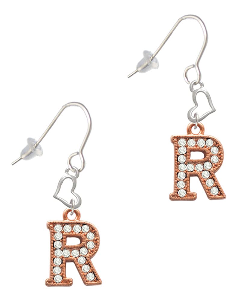 Rose Gold Crystal Initial Heart French Earrings - Personalized Name Jewelry for Women, Dainty & Elegant Gift for Her - Perfect for Valentine's Day, Anniversary & Special Occasions