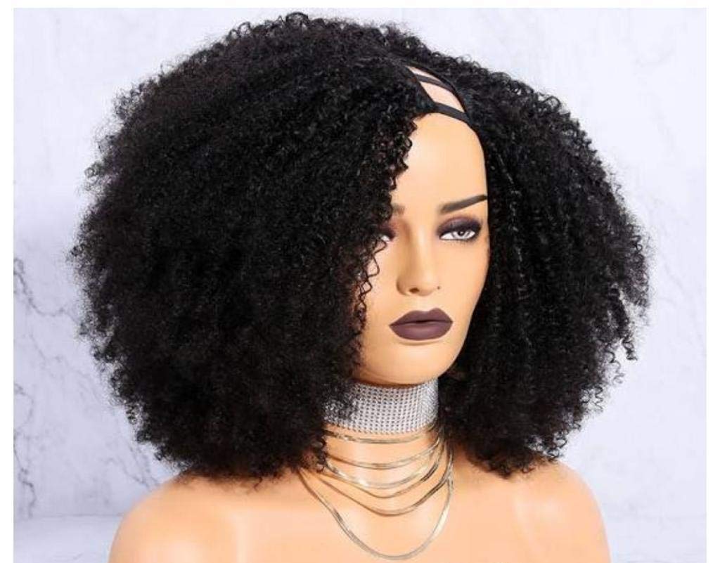 250% Density Full Fluffy Afro Kinky Curly U Part Wig - Mongolian Remy Human Hair - No Lace U Part Wig for Black Women (22 Inch) - Perfect for Daily Wear, Parties & Protective Styling