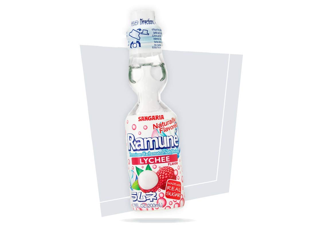 Original Japanese Ramune Marble Soda - Lychee Flavor Refreshing Carbonated Drink | Perfect for Parties, BBQs & Asian Cuisine Pairing