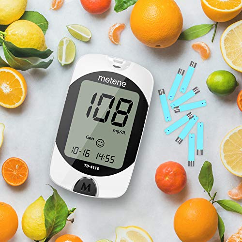 Metene TD 4116 Blood Glucose Monitor Kit with 100 Test Strips & 100 Lancets - Accurate Diabetes Testing for Home Use & Travel