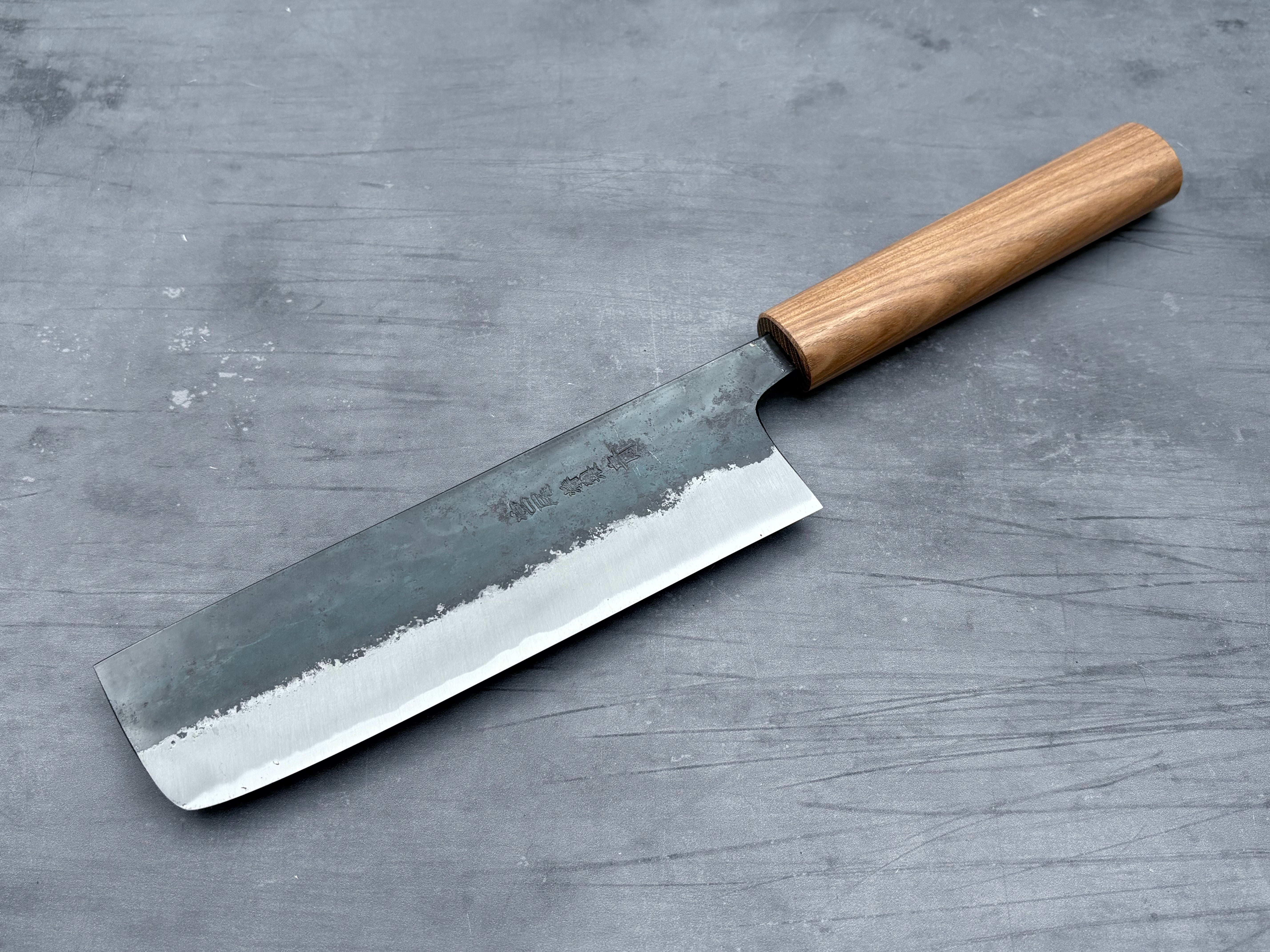 Premium Japanese Nakiri Knife - Blue #1 Steel Blade for Professional Chefs & Home Cooking - Perfect for Slicing Vegetables, Herbs & Sushi Prep
