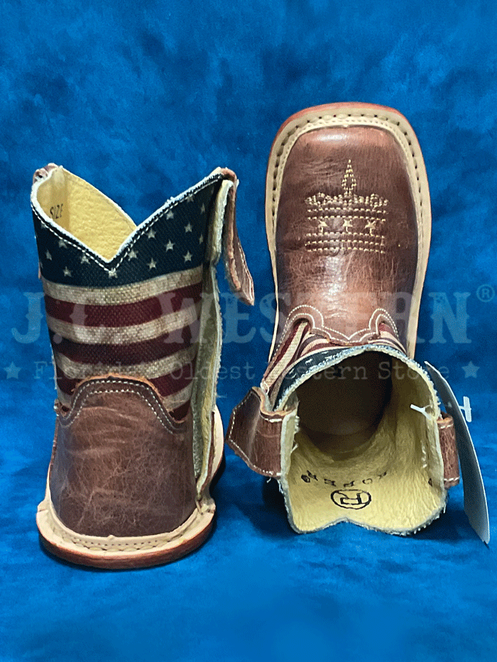 Roper Cowbabies American Flag Boots for Infants - Brown 09 016 7912 1368 | Western Style Baby Booties for Boys & Girls, Perfect for 4th of July, Rodeos & Country-Themed Outfits
