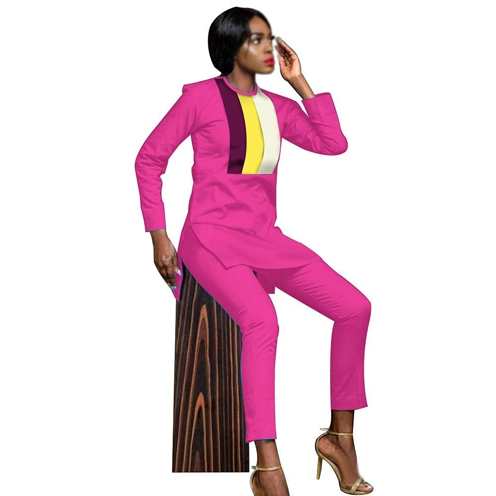 African Print Women's Two Piece Outfits - Dashiki Patchwork Shirts & Ankara Pants Tracksuit Set | Stylish Afrocentric Casual Wear for Parties, Weddings & Cultural Events