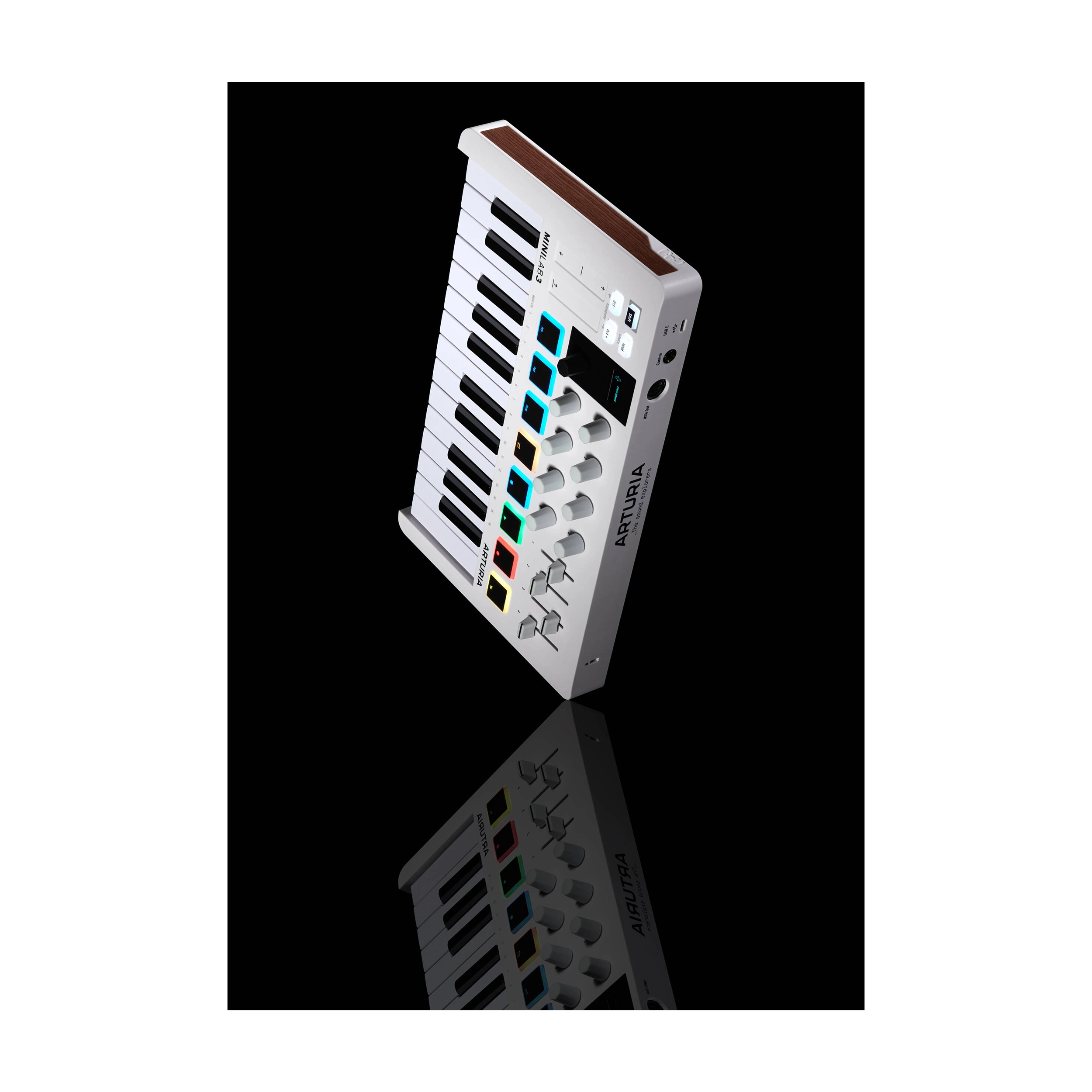 Arturia MiniLab 3 Compact 25-Key MIDI Keyboard Controller with 16 Pads - White | Perfect for Music Production, Beat Making & Live Performances