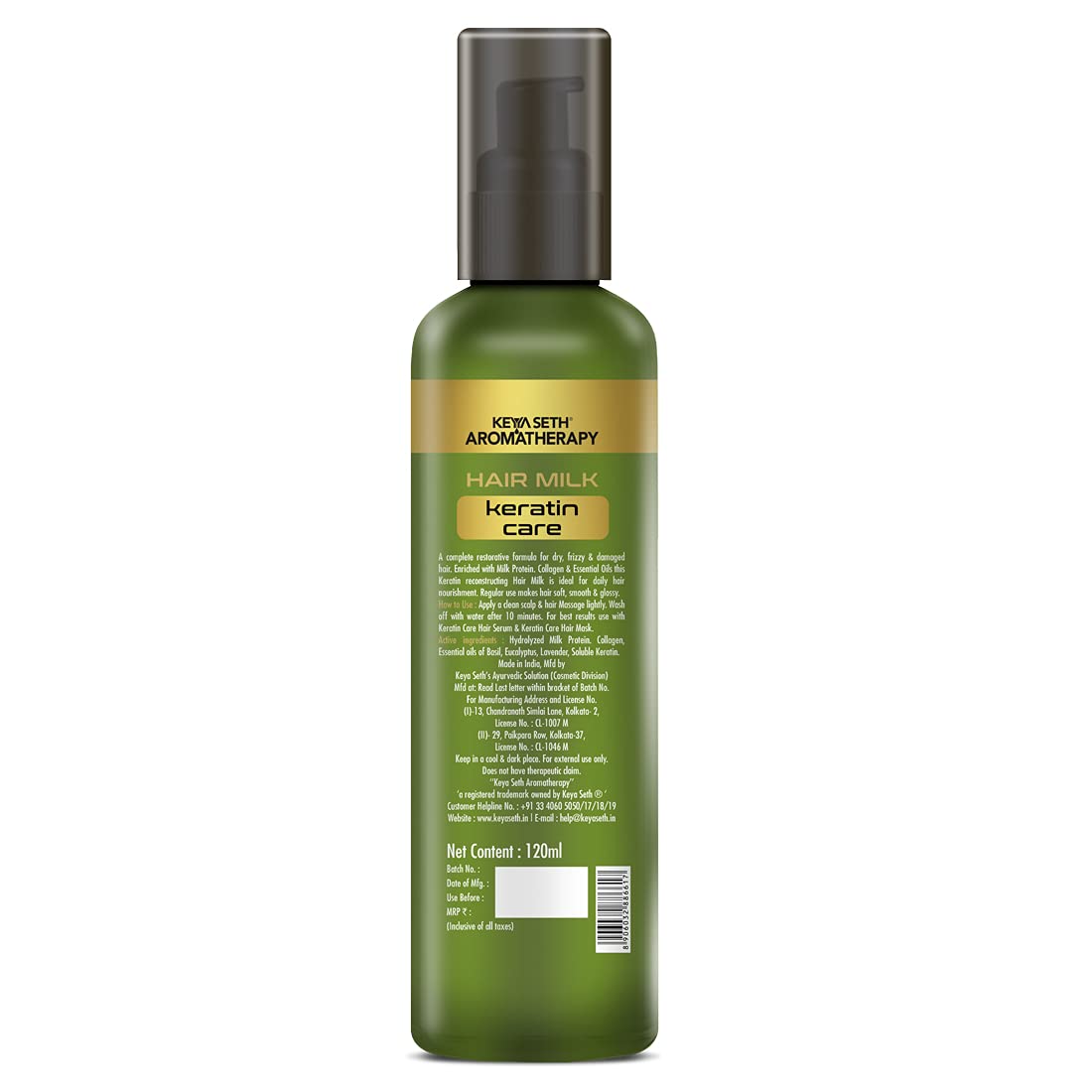 Keya Seth Aromatherapy Hair Milk with Keratin - Hair Growth Cream for Men & Women | Nourishing & Styling Treatment Enriched with Milk Protein, Vitamin E & Essential Oils | Daily Hair Care for Damaged, Dry & Frizzy Hair (120ml) - Perfect for Home, Salon & Travel Use