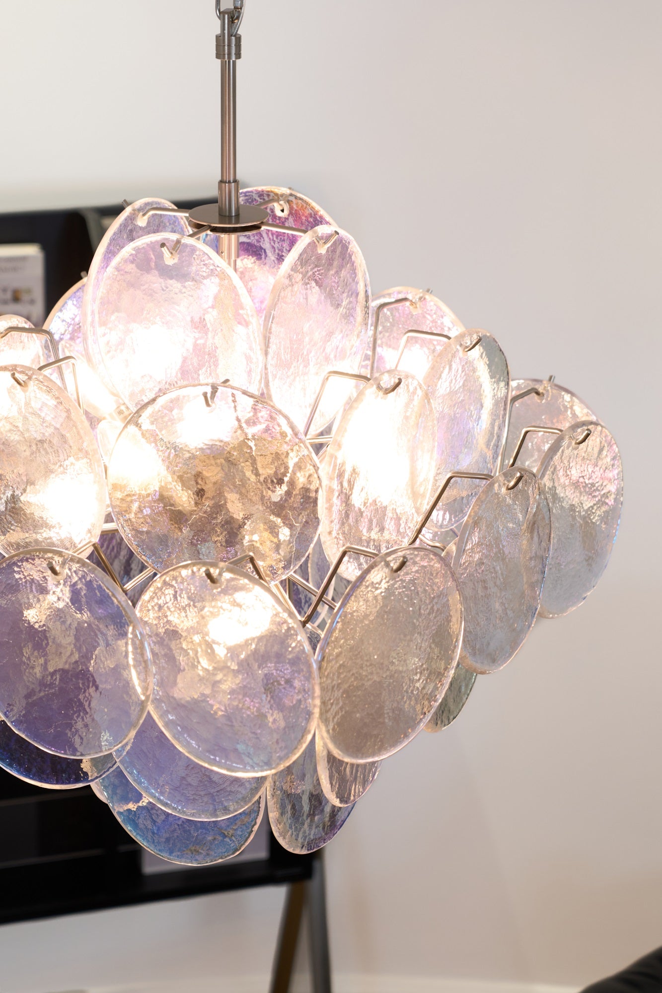 Aurelia Iridescent Murano Glass Chandelier - Elegant Vintage Ceiling Light Fixture for Dining Room, Living Room, Bedroom & Entryway