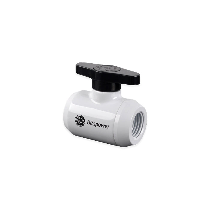 Bitspower Mini Valve with Black Handle Fitting - Premium White/Black Water Cooling Accessory for PC Builds & Custom Loops