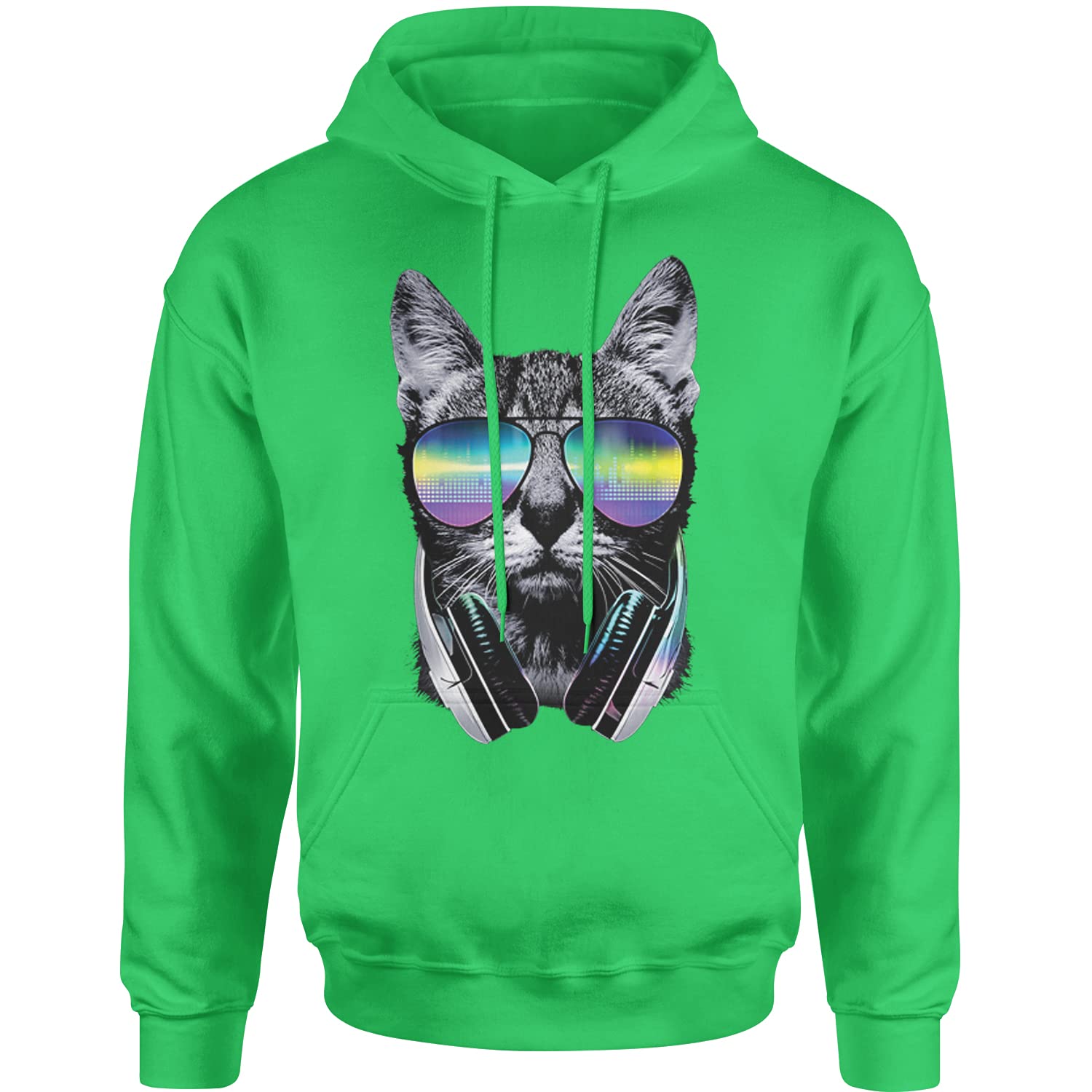 Cool Cat DJ with Headphones Unisex Adult Hoodie - Stylish Graphic Pullover for Music Lovers & Streetwear Fashion