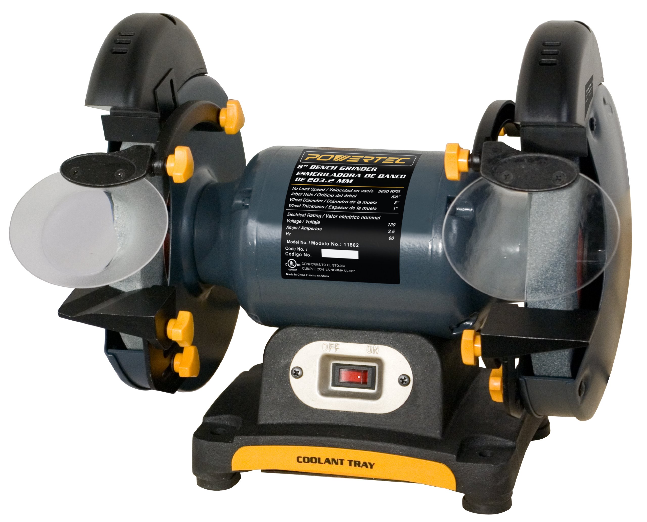 POWERTEC BG800 8-Inch Bench Grinder with 3/4 HP Motor - Heavy Duty Metal Grinding & Sharpening Tool for Workshop, Garage, and DIY Projects