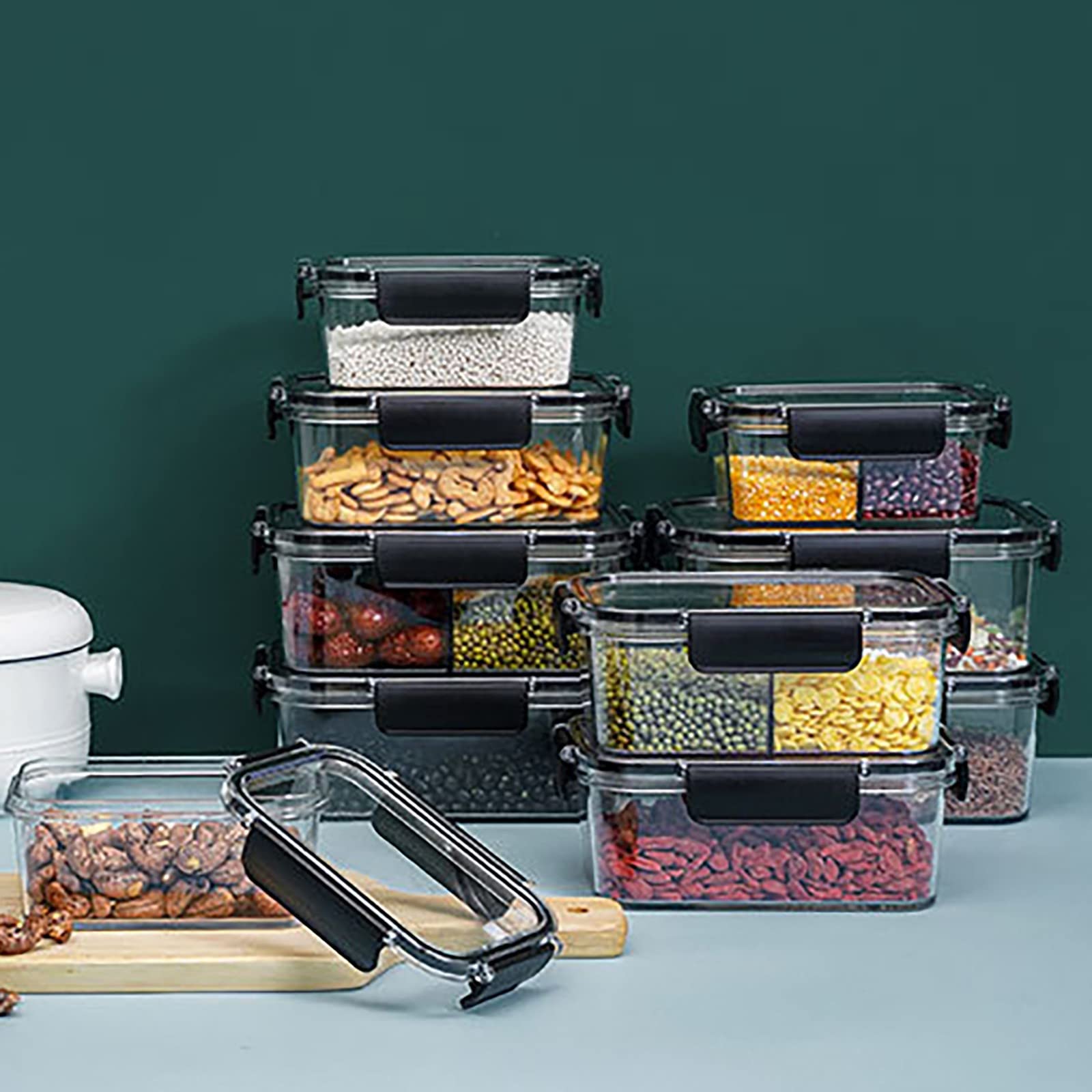 Airtight Glass Food Storage Containers with Lids - Freezer & Pantry Safe Meal Prep Containers for Lunch, Kitchen Organization & Leftovers (450ML/15oz, Black) - Perfect for Meal Prepping, Food Storage & Home Organization