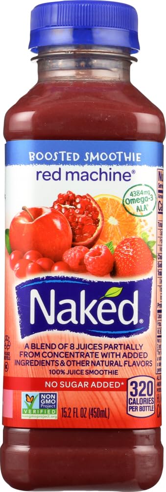 Naked Red Machine Smoothie 15.2 Fl Oz - Antioxidant Fruit & Veggie Blend - Perfect for Post-Workout Recovery & Healthy Breakfast