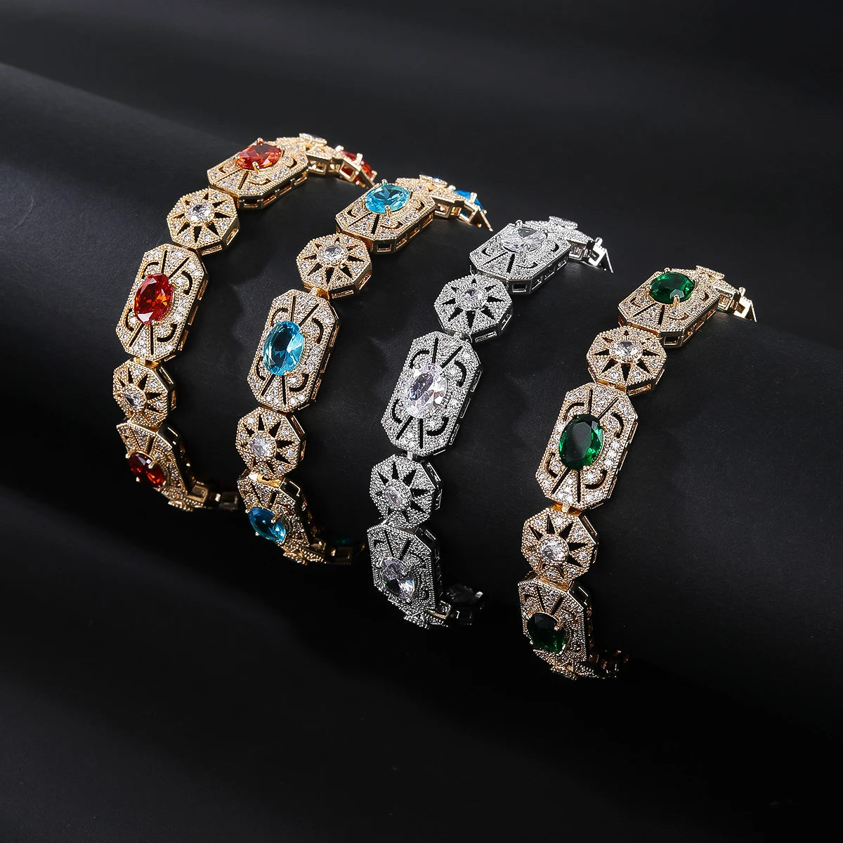 4 Colors Cubic Zircon Chain Bracelet for Women - Elegant Wedding Party Jewelry Gift - Perfect for Brides, Anniversaries & Special Occasions