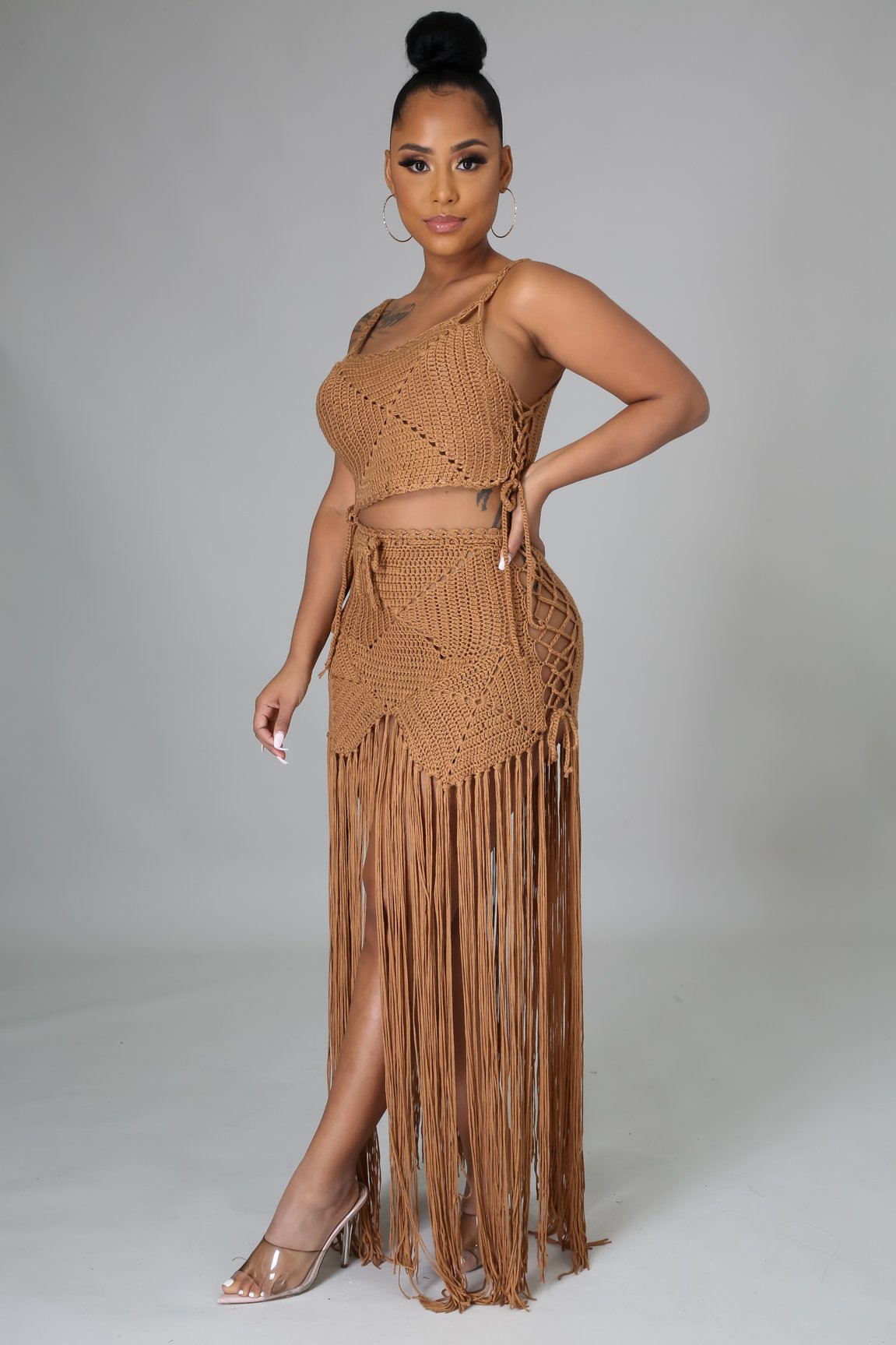 Stylish 2-Piece Skirt Set in Mocha - Perfect for Beach Vacations, Summer Outings & Casual Wear
