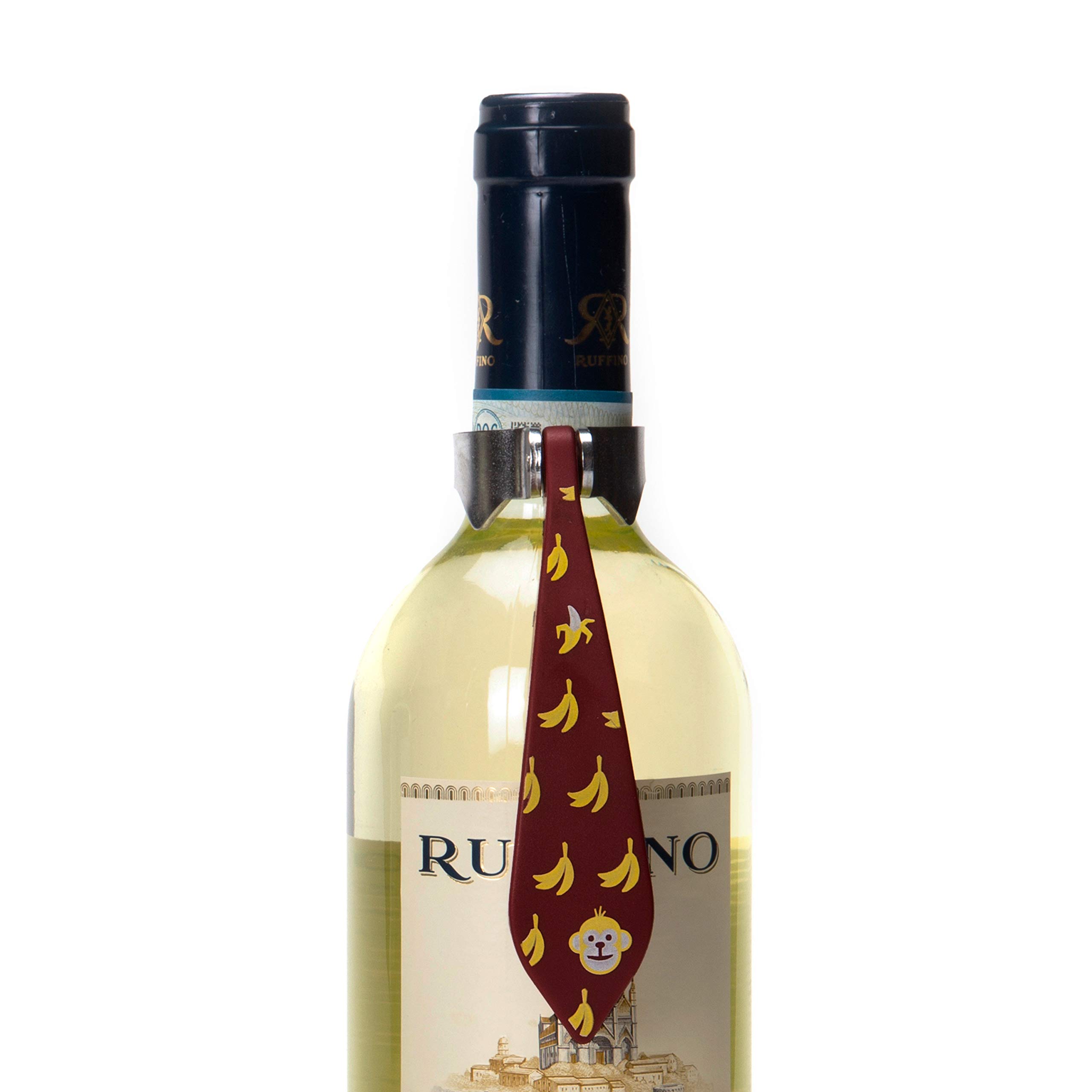 Peleg Design BottleTie Corkscrew Wine Bottle Opener - Stainless Steel Wine Opener with Banana Pattern Cover | Kitchen Gadget & Novelty Gift for Wine Lovers | Perfect for Home Bars, Parties & Wine Tastings