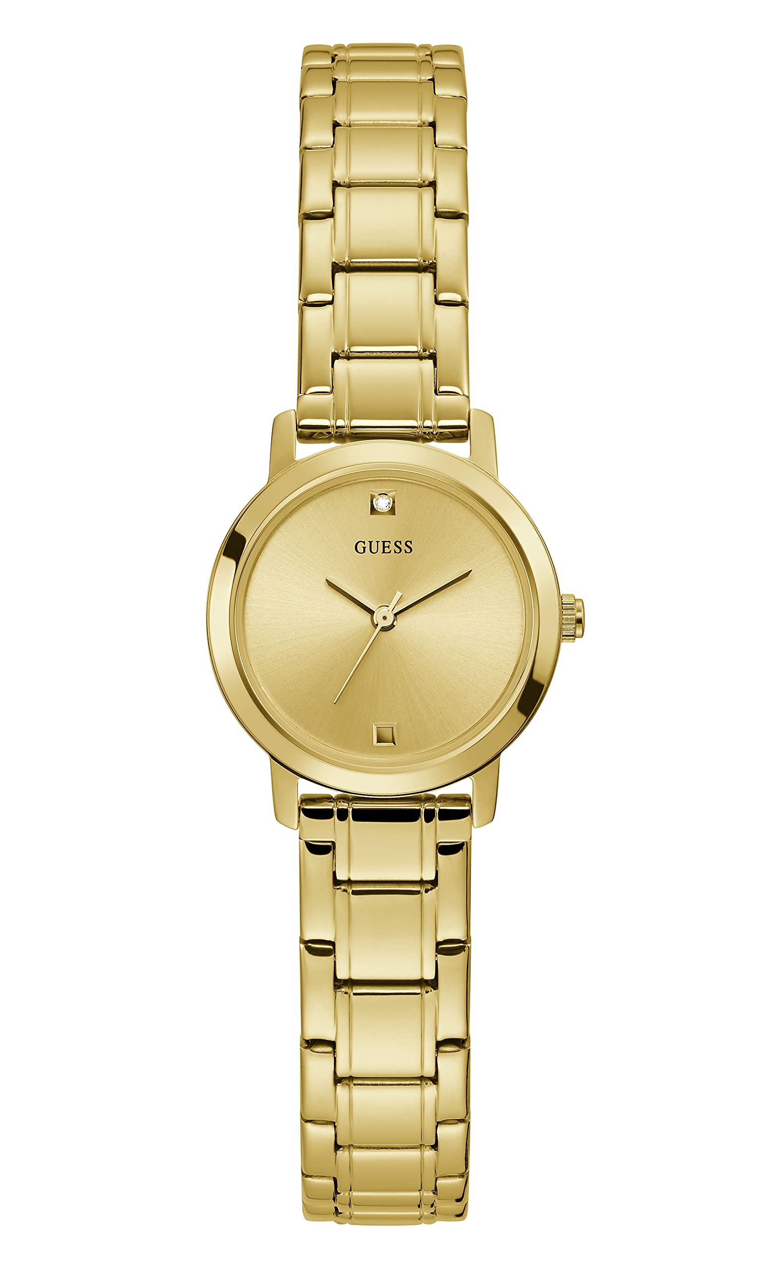 GUESS 25MM Petite Diamond Watch for Women - Elegant Small Gold-Tone Stainless Steel Bracelet Watch with Crystal Accents - Perfect for Everyday Wear, Office & Special Occasions