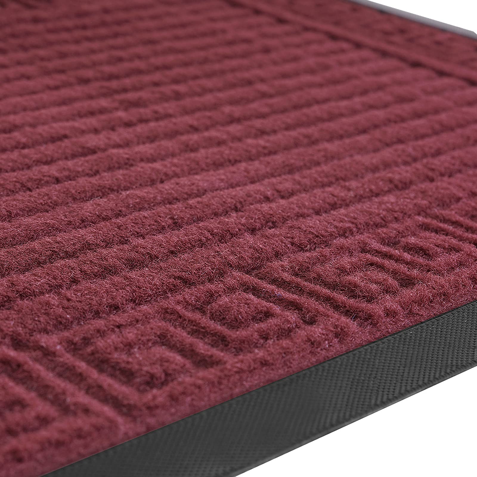 Non-Slip Striped Welcome Doormat 24x16 Inches - Durable Rubber Entrance Mat for Front Door, Outdoor/Indoor Use, Red - Perfect for Home Entryway, Office, Apartment & Mudroom (Traps Dirt & Moisture)