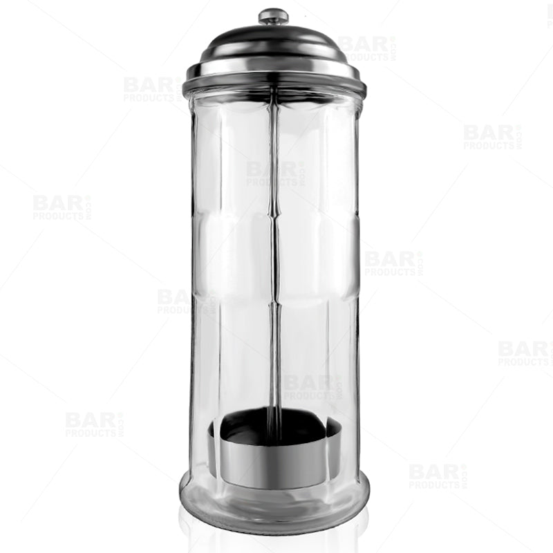 BarConic® Glass Straw Dispenser - Vintage Style Reusable Drinking Straw Holder for Home, Bar & Restaurant - Eco-Friendly Glass Straw Storage Solution for Smoothies, Cocktails & Iced Beverages