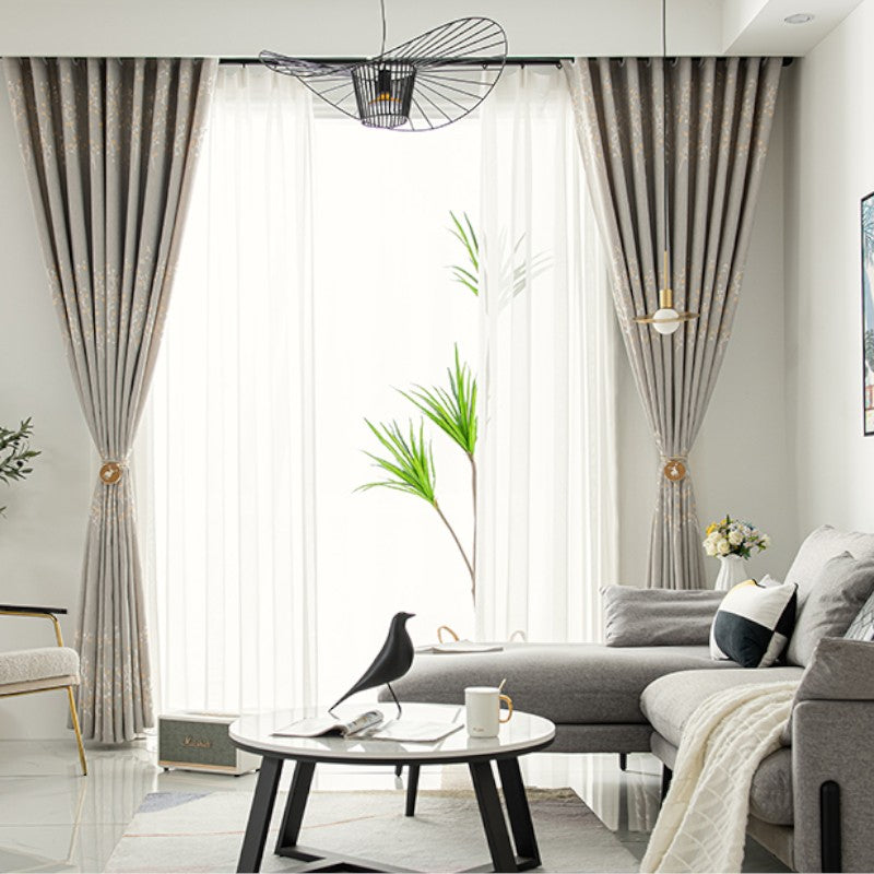 Tinsley Rustic Jacquard Tree Print Blackout Custom Curtains for Living Room & Bedroom - Thermal Insulated Window Drapes for Home Decor