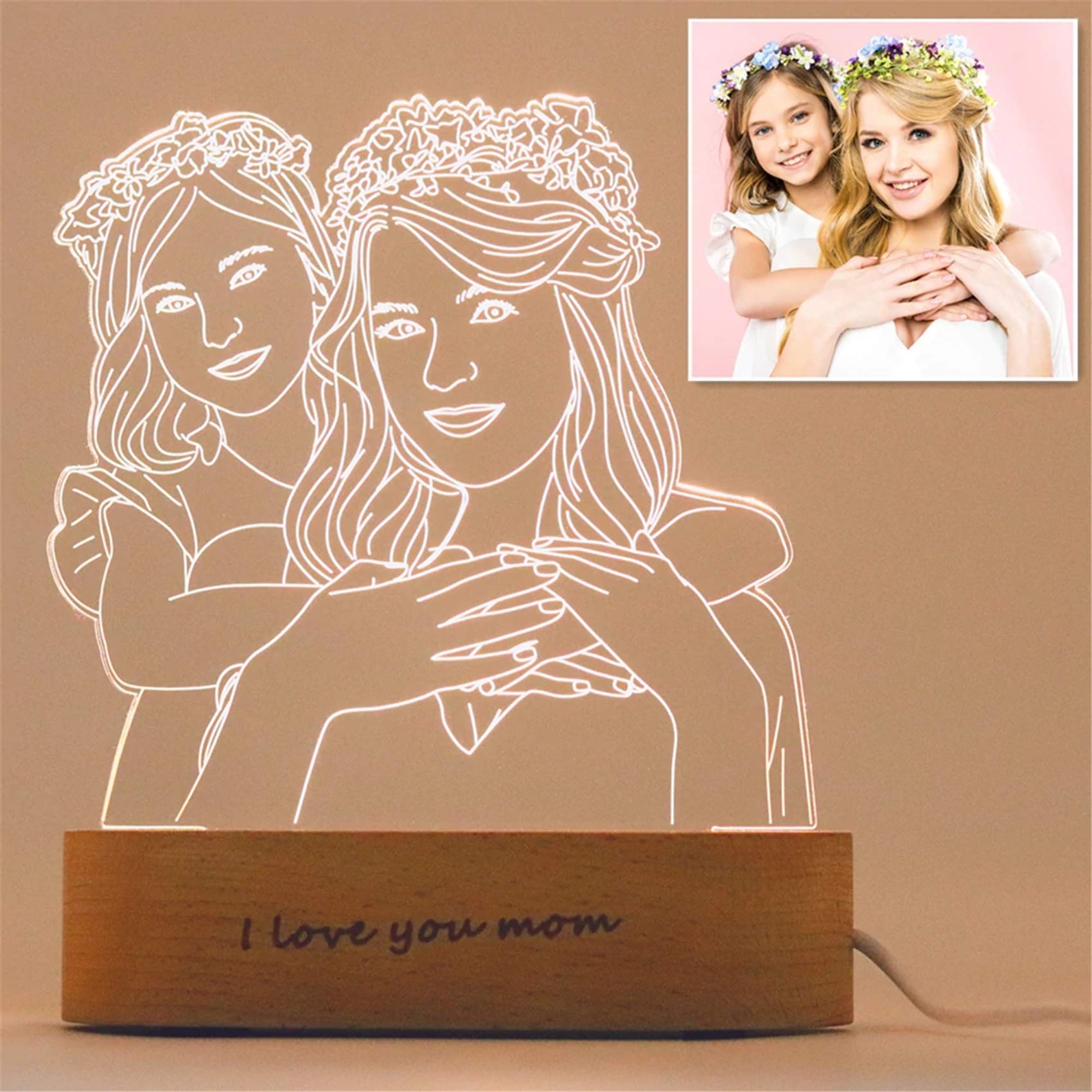 Personalized Custom Photo 3D Lamp with Engraved Text - Unique Anniversary, Wedding & Birthday Gift for Her/Him (2 Colors) | Perfect for Bedroom Decor, Romantic Surprise & Special Occasions
