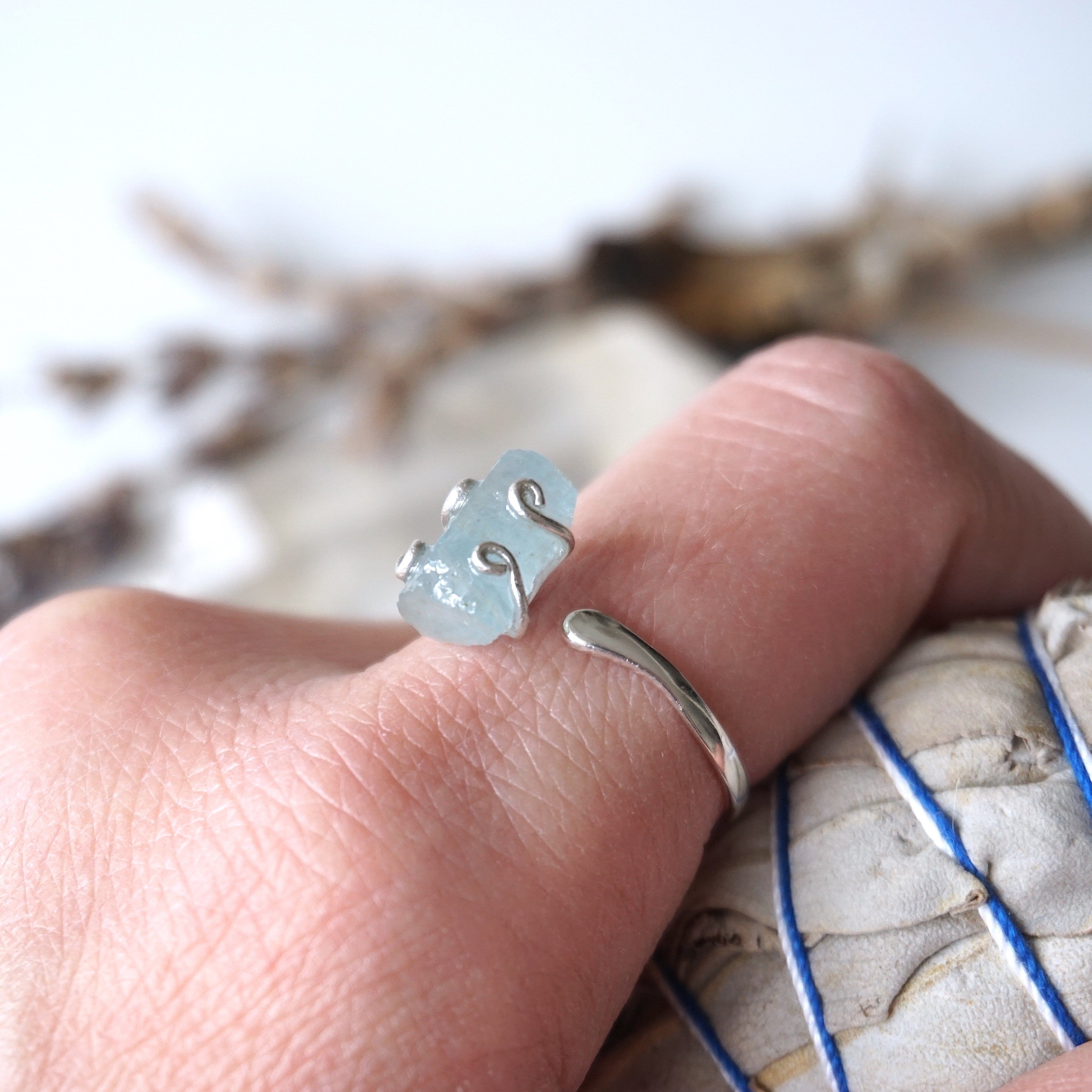 Elegant Aquamarine Adjustable Ring - Sterling Silver Jewelry for Women - Perfect for Weddings, Parties & Everyday Wear