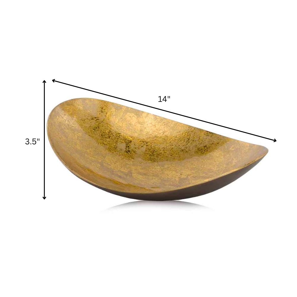Modern Day Accents 4404 Metallic Oblong Tray in Bronze & Gold - Elegant Home & Office Decor, Kitchen Countertop Organizer, Stylish Fruit Bowl, 14