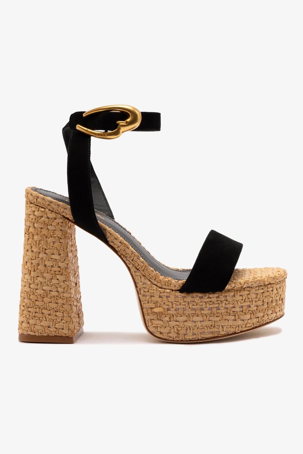 Dolly Verona Sandal - Black Suede & Natural Raffia Women's Comfortable Summer Sandals for Beach, Vacation and Casual Outings