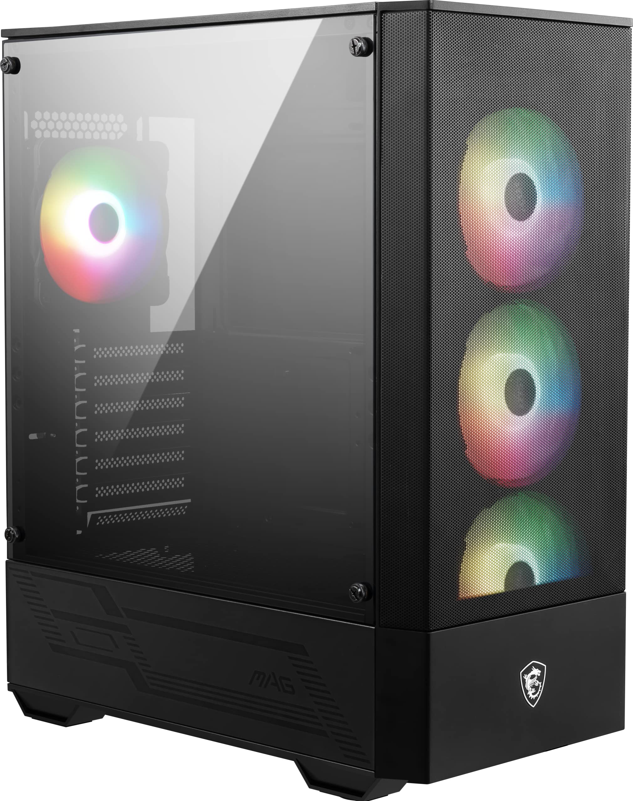 MSI MAG Forge 112R Mid-Tower Gaming PC Case with Tempered Glass Side Panel, ARGB 120mm Fans & 240mm Liquid Cooling Support - Premium Gaming & Streaming Setup for Esports & Content Creation