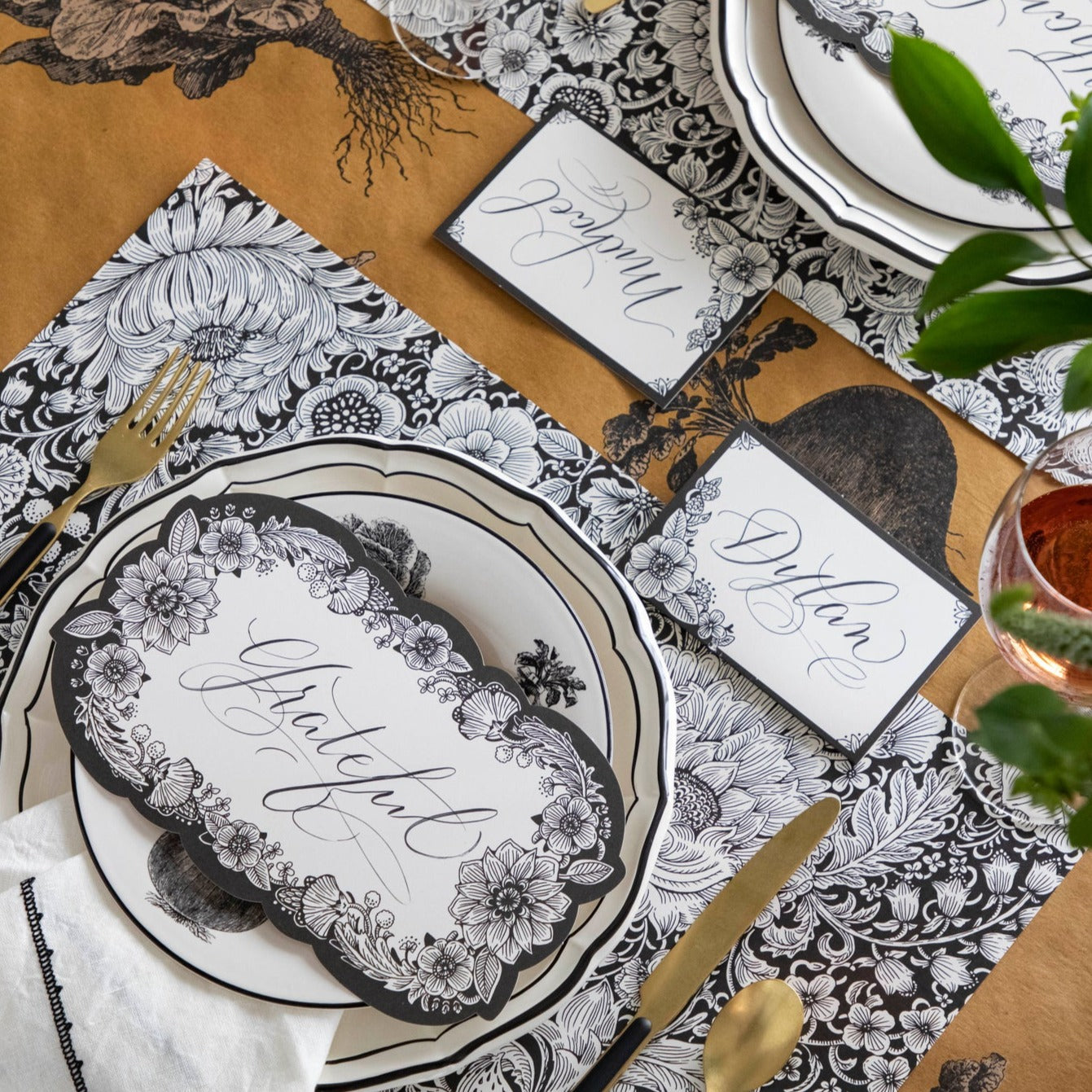 Elegant Ebony Harvest Blooms Table Cards - Perfect for Weddings, Parties, and Special Events