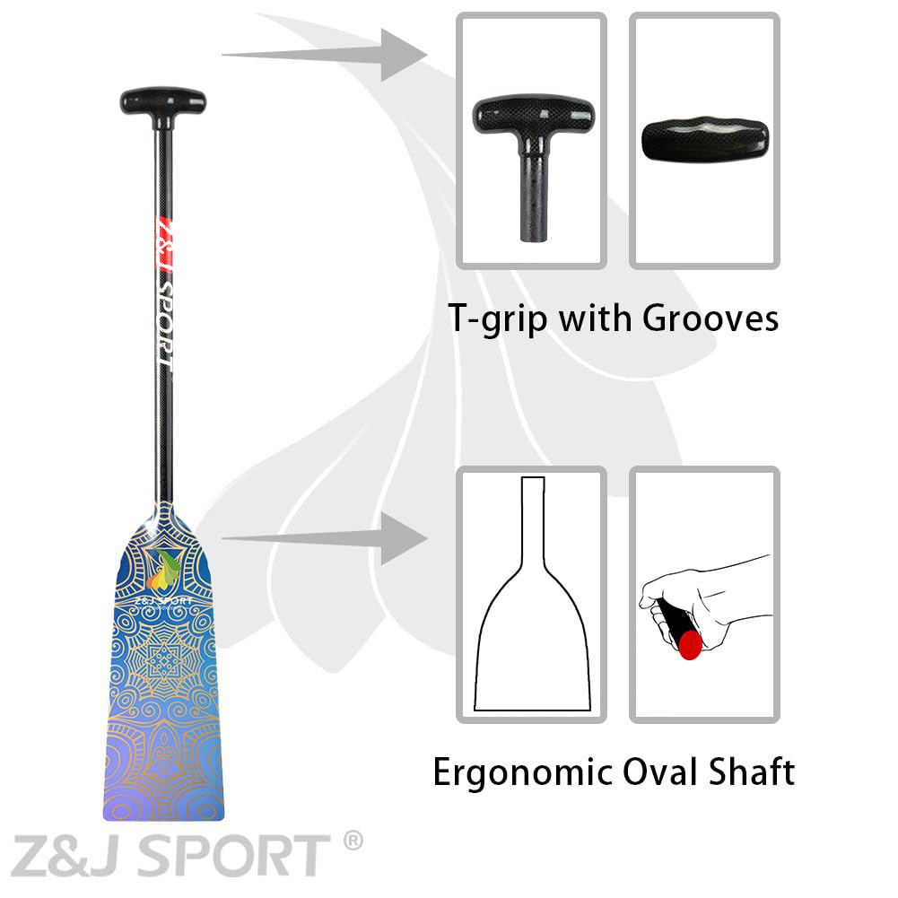 Premium Full Carbon Fiber Dragon Boat Paddle with T-Grip - IDBF Approved Competition Paddle with Custom Graphics - Ideal for Racing, Training & Team Events