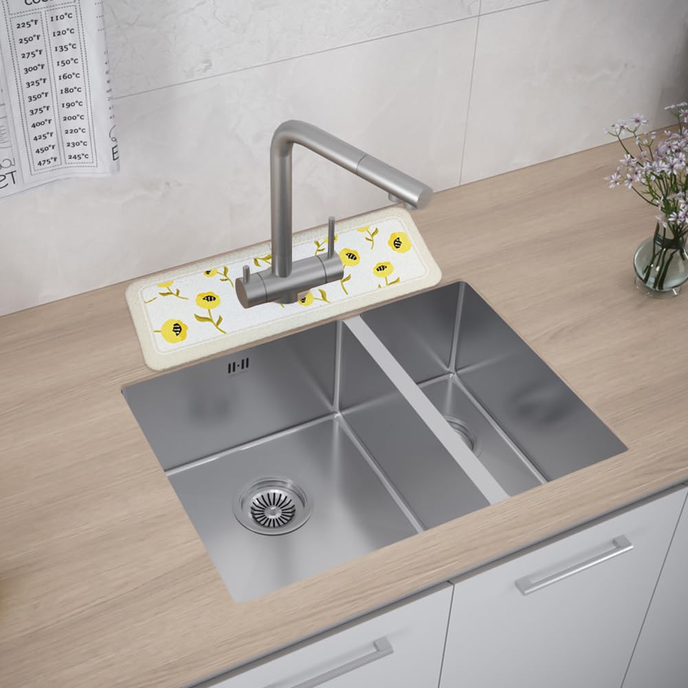 2-Pack Diatom Mud Sink Mat - Splash Guard for Kitchen & Bathroom Faucets - Quick-Dry & Absorbent