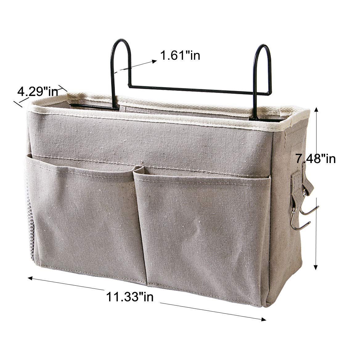 Haoun 2-Pack Pink Hanging Bedside Organizer - Storage Bag Holder for Dorm Room, Hospital Bed Rails & Baby Crib - Perfect for Small Space Organization & Easy Access to Essentials